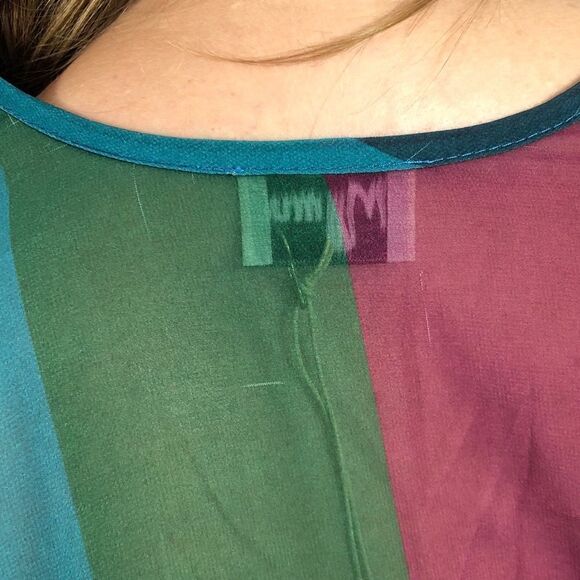 Show Me Your Mumu Rainbow Color block Sheer Blouse - Picture 7 of 7